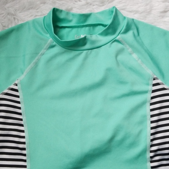 Cat and Jack Mint Striped Summer Rash Guard - Picture 4 of 8